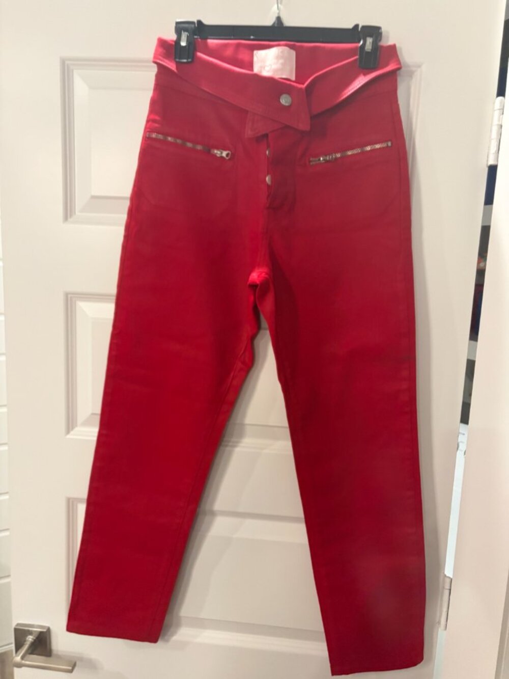 Revice RED Coated High Waist Zip-pocket Skinny Jeans - size 28